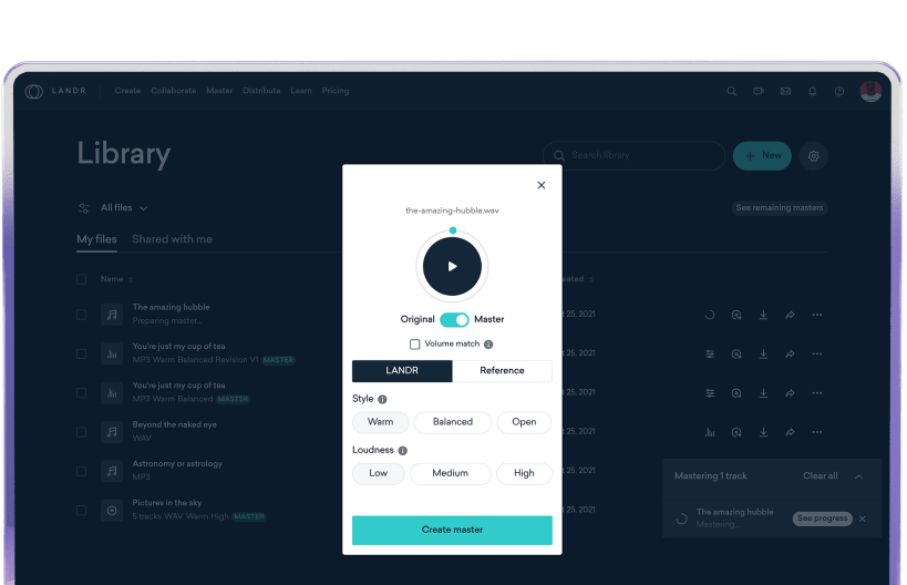 LANDR Mastering
